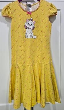 Vintage Disney Store Marie Aristocats Girls Dress Yellow Rhinestone Size L